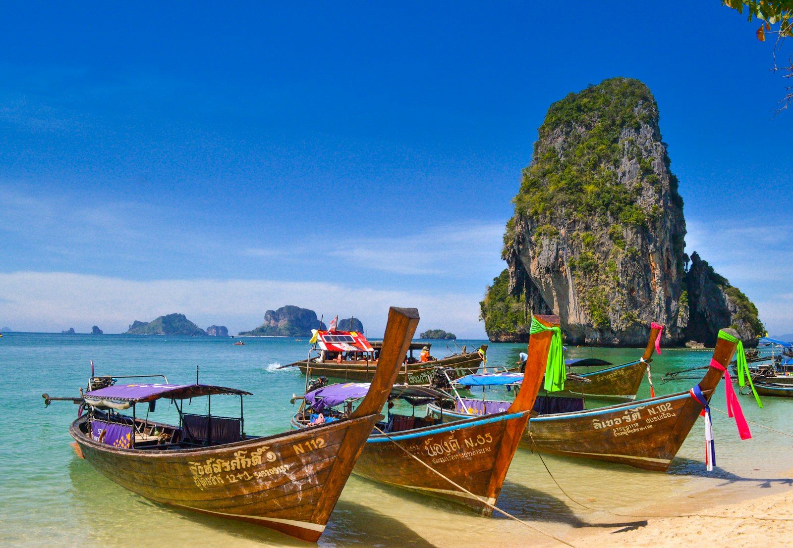 Phuket beach at dusk with soft waves