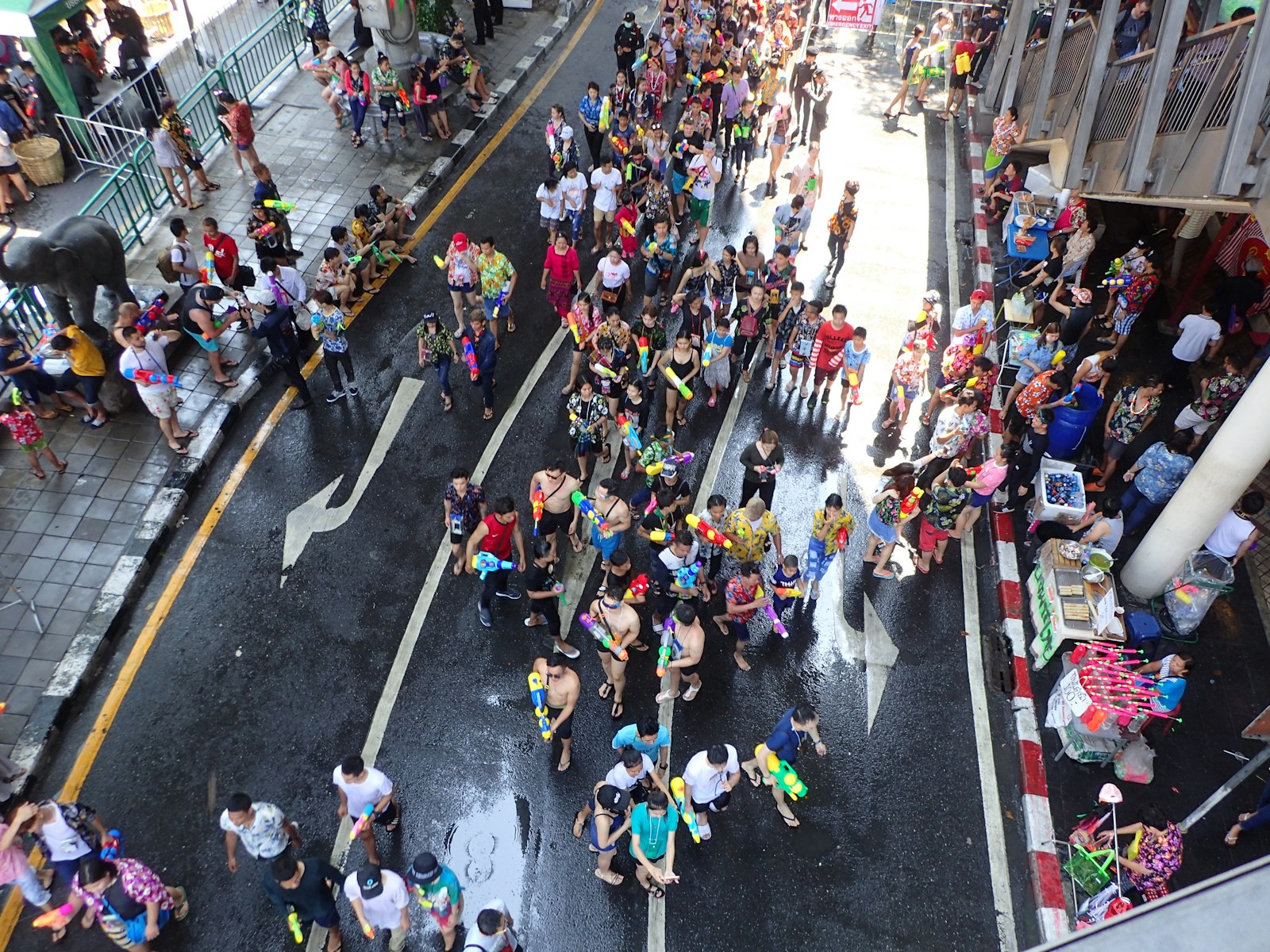 People celebrating with water during Songkran in Thailand